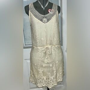 Sugarlips Cream Crochet Accent Dress